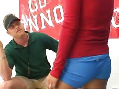 Beautiful Alan Leigh gets blasted with her coachs cum