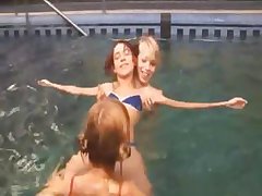Three russian girls in the pool