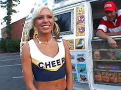 Blonde cheerleader Kacey Jordan pussy fucking